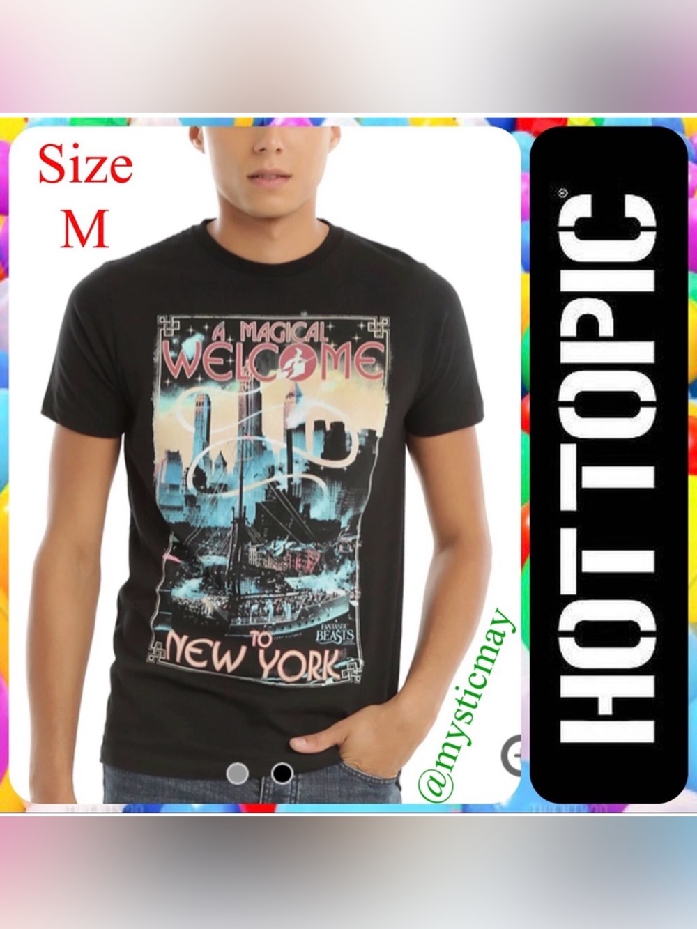 HOT TOPIC Black Art Deco Fantastic Beasts & Where to Find Them Movie Tee Size M